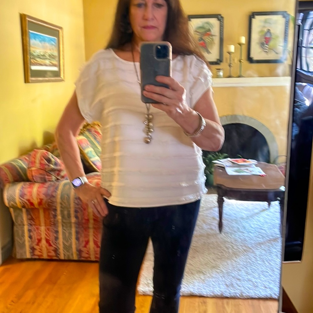 Anthropologie Maeve Fringe-Striped Short Sleeve Top 12
